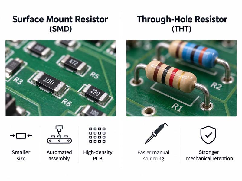 smd dirençler ve delikten montajlı dirençler